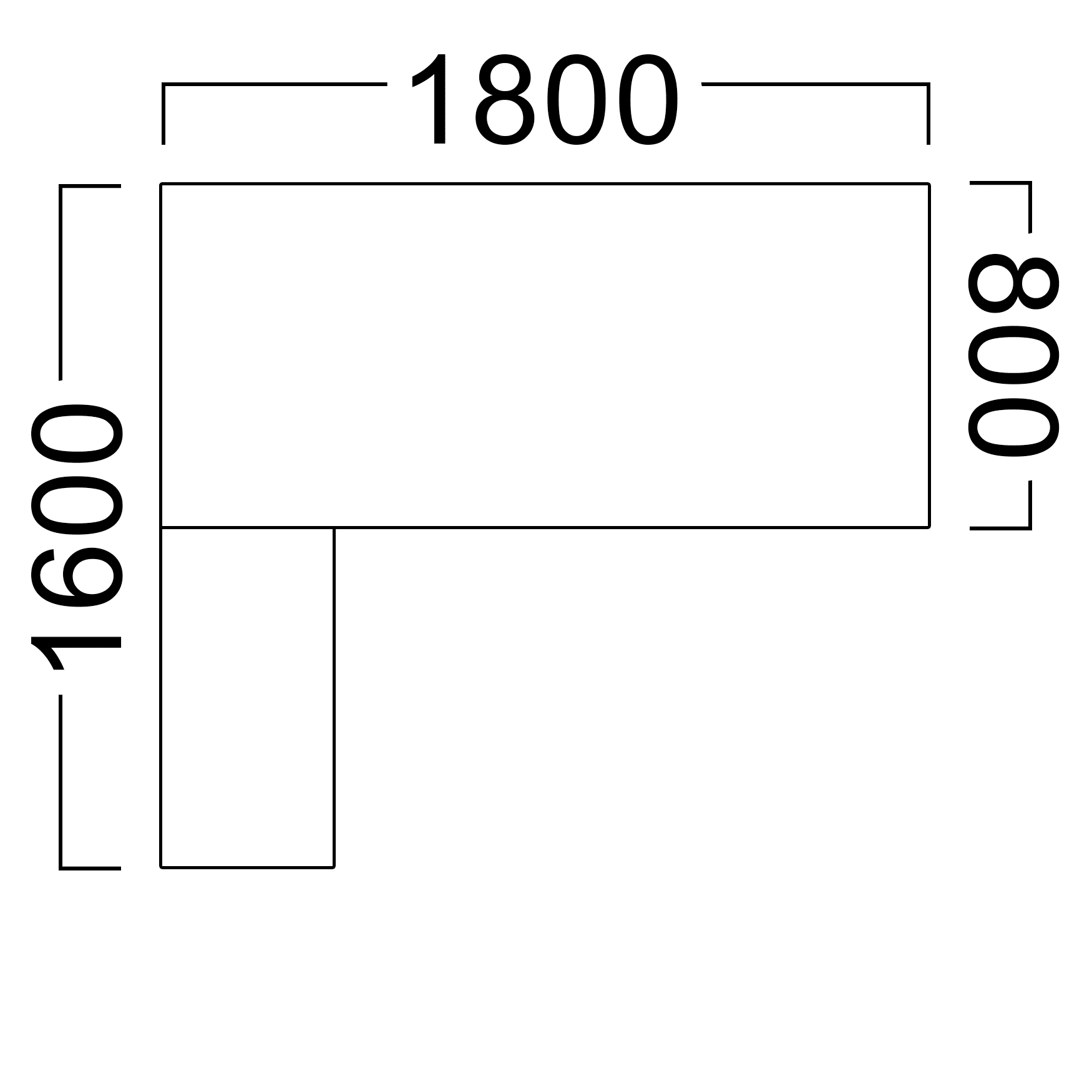 1800L x 1600L x 800D