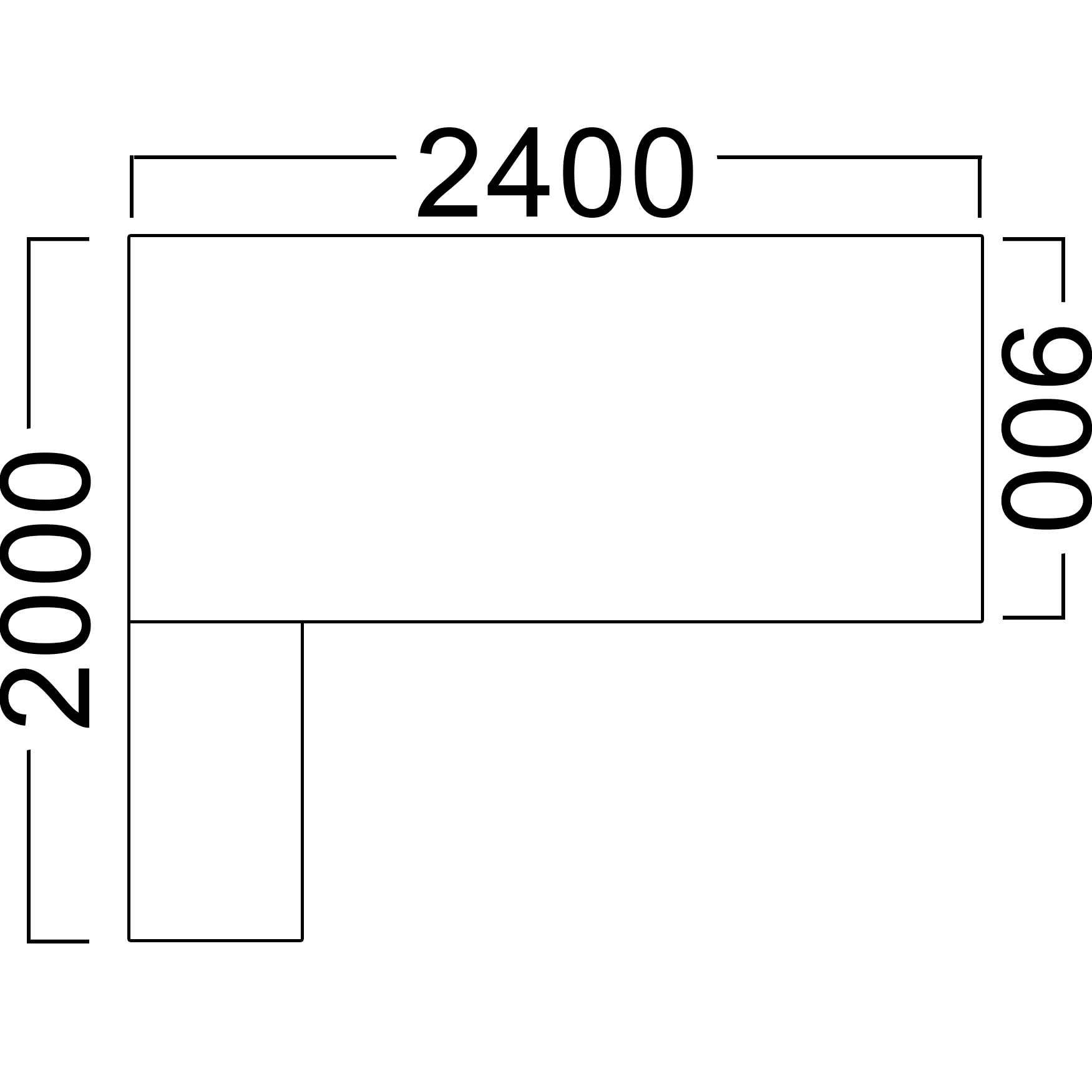 2400L x 2000L x 900D