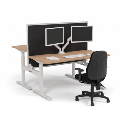 Ascend 2P Height Adjustable Desk with Screen