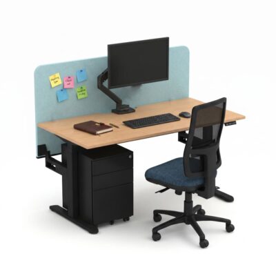 Ascend Height Adjustable Desk With Mid Mount Zorba Screens
