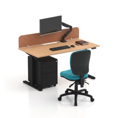 Ascend Height Adjustable Desk With Side Mount Zorba Screens