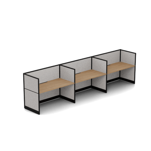 Quiet 3 Person Single Side Desk + End Screens