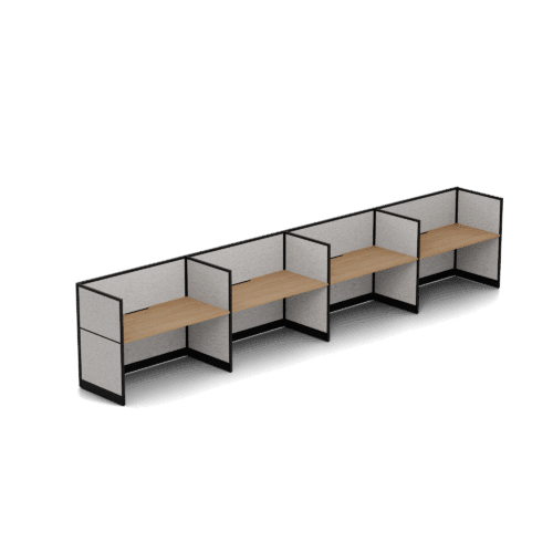 Quiet 4 Person Single Side Desk + End Screens