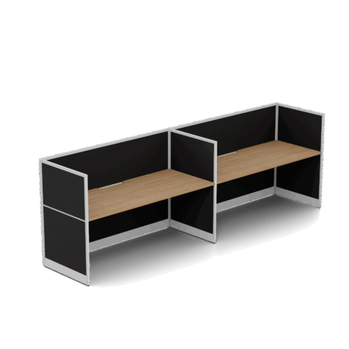 Quiet 2 Person Single Side Desk + End Screens