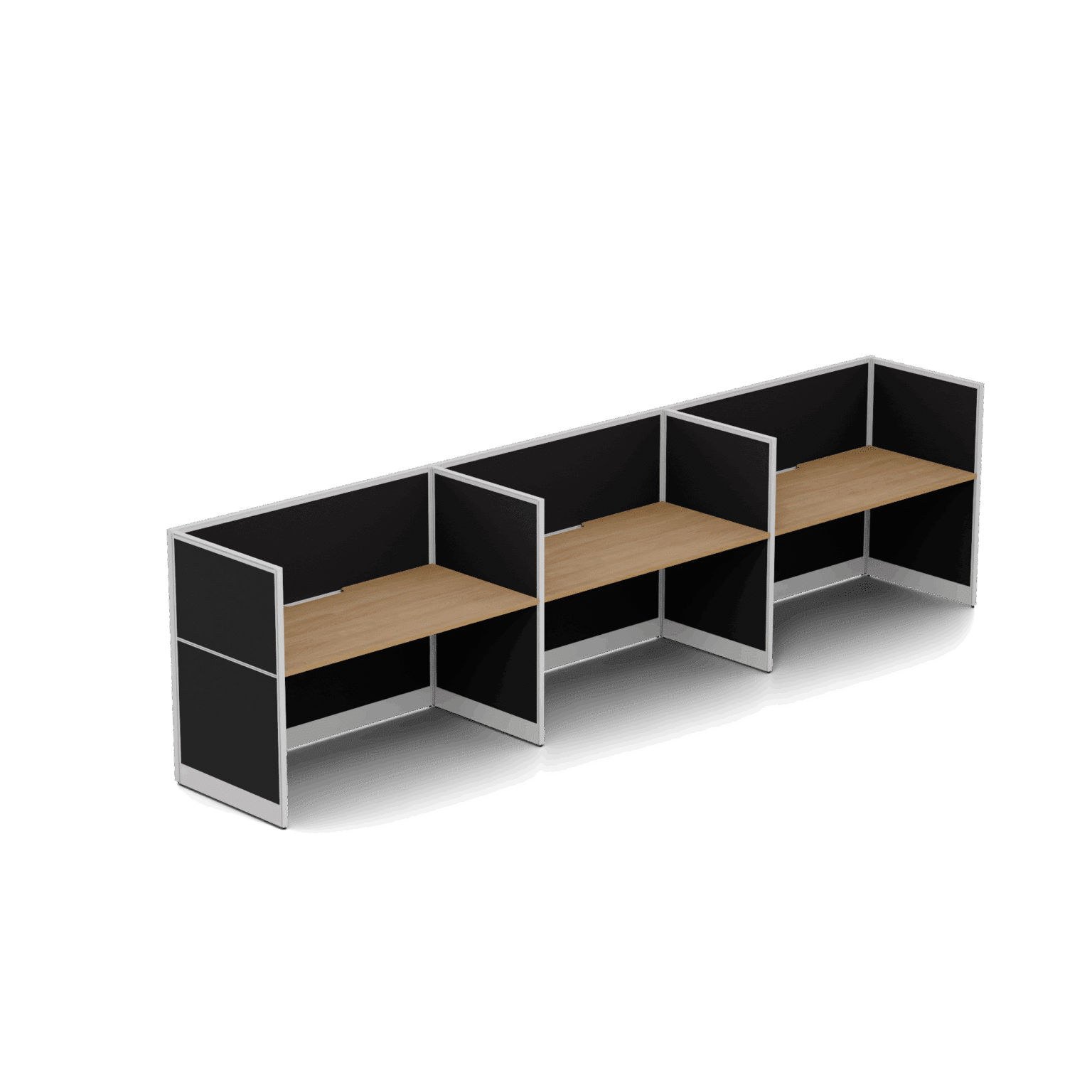 Quiet 3 Person Single Side Desk + End Screens