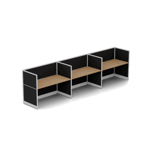 Quiet 3 Person Single Side Desk + End Screens