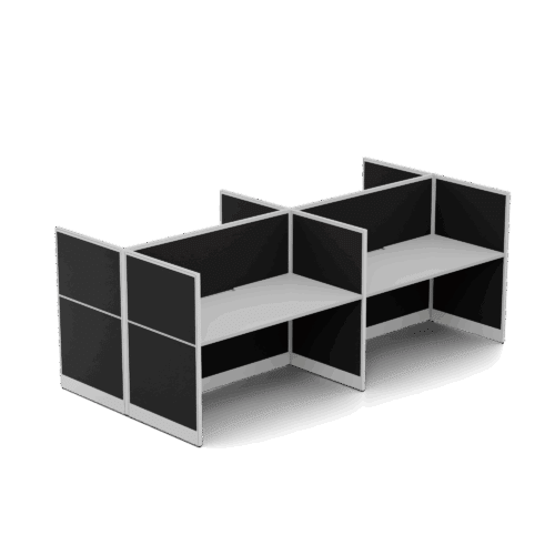 Quiet 4 Person Double Desk + End Screens