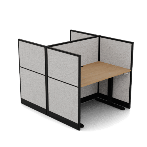 Quiet 2 Person Double Desk + End Screens + Ascend Frames