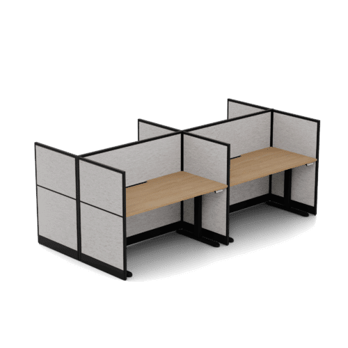 Quiet 4 Person Double Desk + End Screens + Ascend Frames