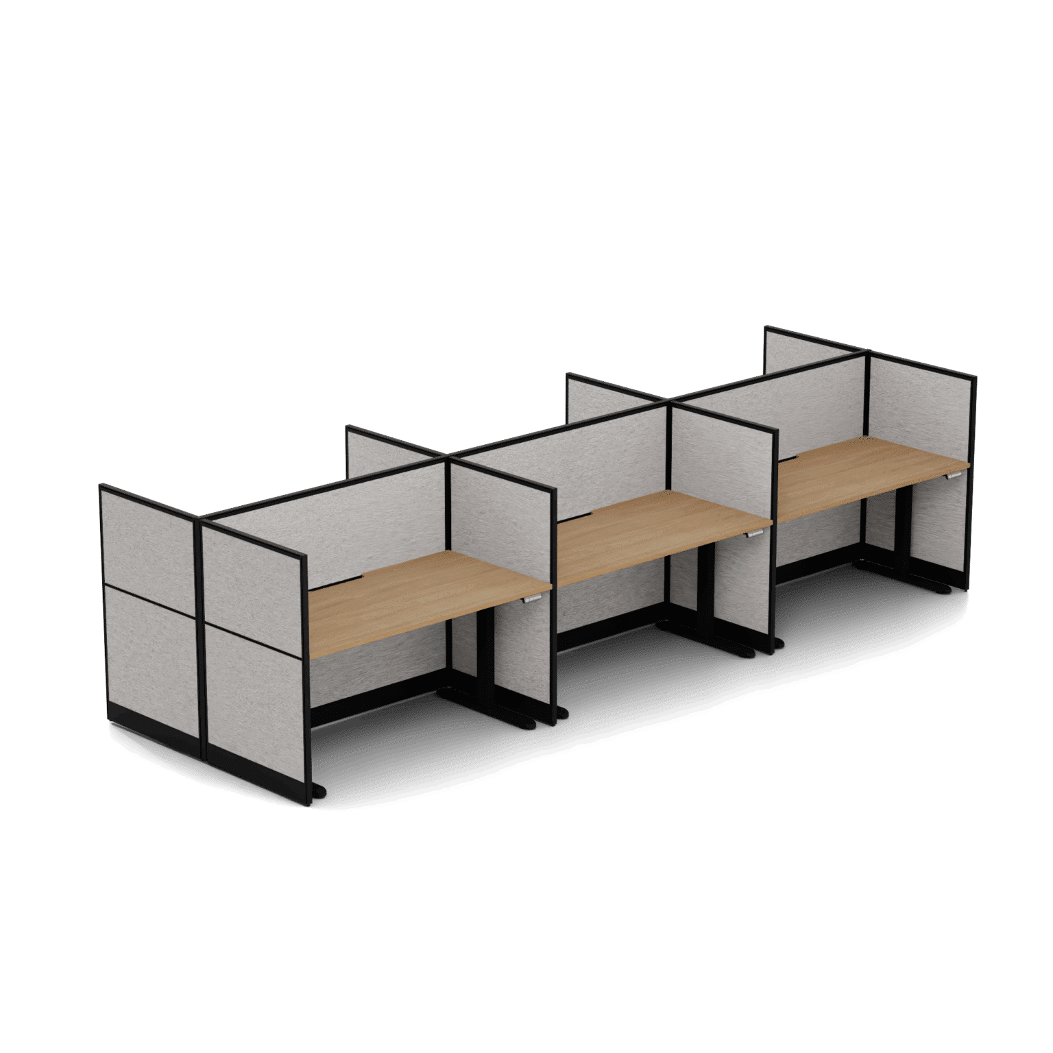 Quiet 6 Person Double Desk + End Screens + Ascend Frames