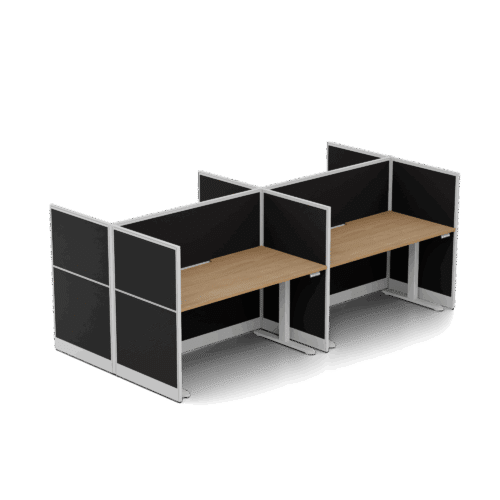 Quiet 4 Person Double Desk + End Screens + Ascend Frames
