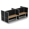 Quiet Height Adjustable 4 Person Double Desk + End Screens