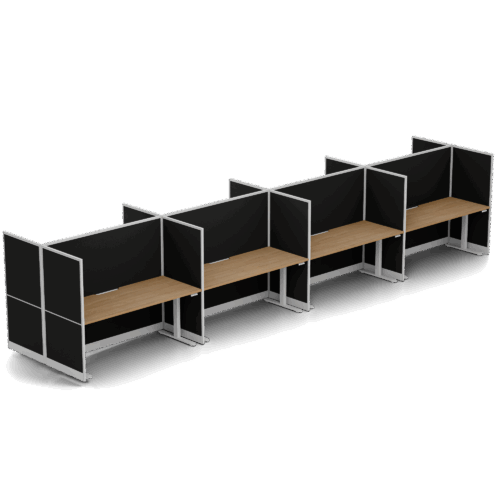 Quiet 8 Person Double Desk + End Screens + Ascend Frames