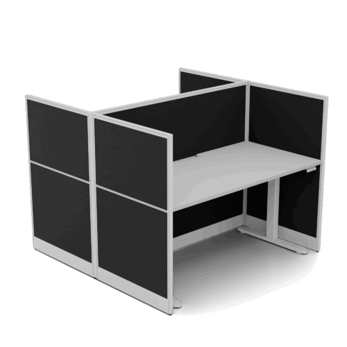 Quiet 2 Person Double Desk + End Screens + Ascend Frames