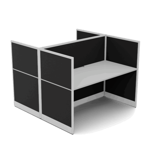 Quiet 2 Person Double Desk + End Screens