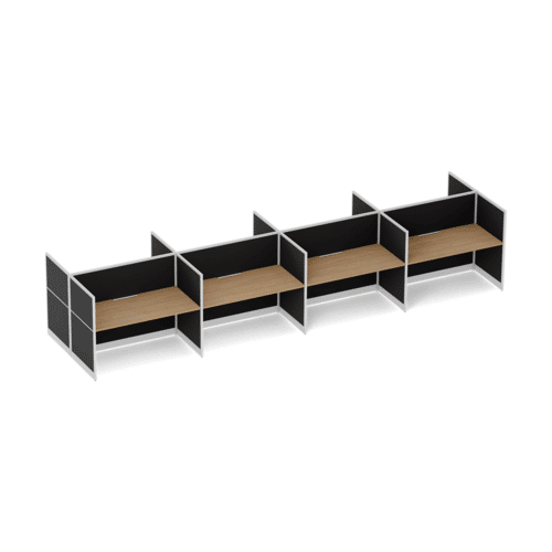 Quiet 8 Person Double Desk + End Screens
