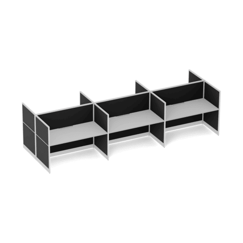 Quiet 6 Person Double Desk + End Screens