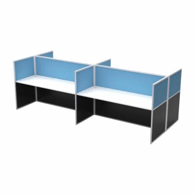 Super Office Screen 4 Person Double Desk with End Screens
