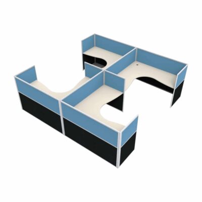 Super Office Screen 4 Person H Pod with End Screens