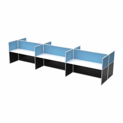 Super Office Screen 6 Person Double Desk with End Screens
