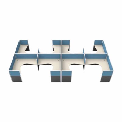 Super Office Screen 8 Person H Pod with End Screens