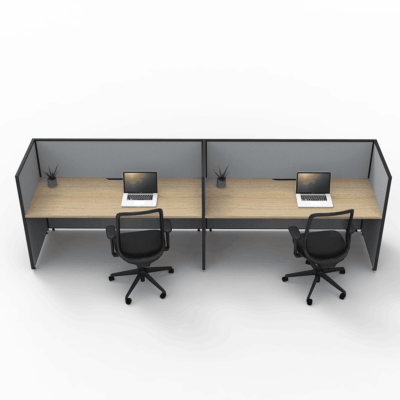 Alto Screen 2 Person Single Sided Desk With End Screen