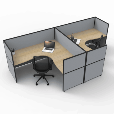 Alto Screen 2 Person T Shape Workstation With End Screen