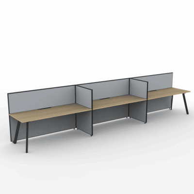 Alto Screen 3 Person Single Sided Desk with Avenger Leg
