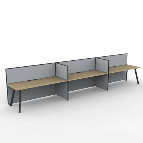 Alto Screen 3 Person Single Sided Desk with Avenger Leg