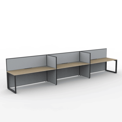 Alto Screen 3 Person Single Sided Desk with Loop Leg