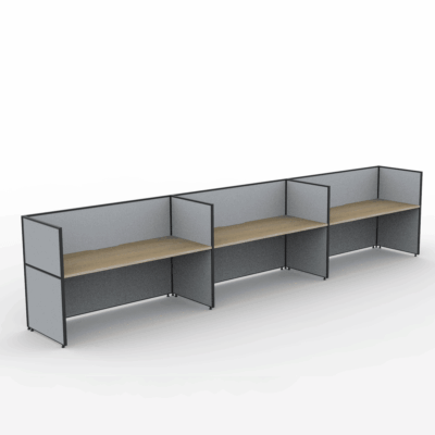 Alto Screen 3 Person Single Sided Desk with End Screen