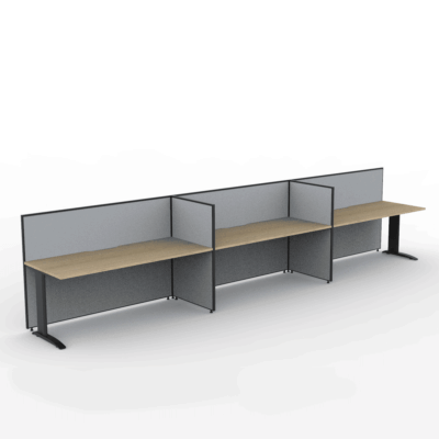 Alto Screen 3 Person Single Sided Desk with Span Leg