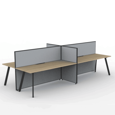 Alto Screen 4 Person Double Desk with Avenger Legs