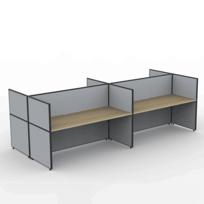 Alto Screen 4 Person Double Desk With End Screen