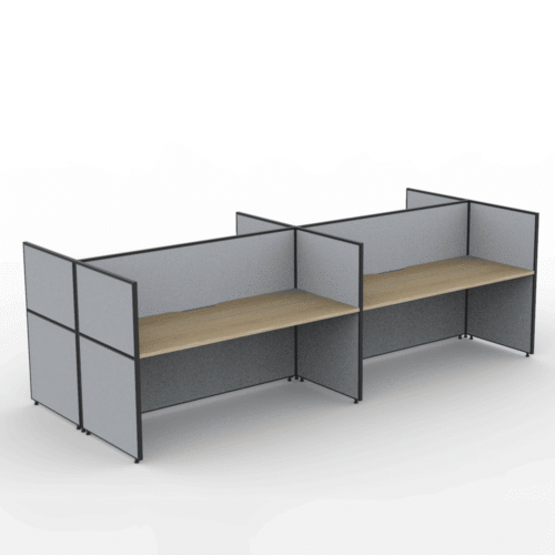 Alto Screen 4 Person Double Desk With End Screen