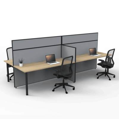 Alto Screen 4 Person Double Desk with 1200H Return Screen