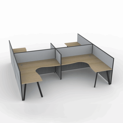 Alto Screen 4 Person H Shape Workstation with Avenger Legs
