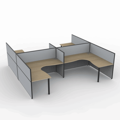 Alto Screen 4 Person H Shape Workstation