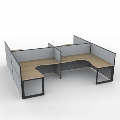 Alto Screen 4 Person H Shape Workstation with Loop Legs