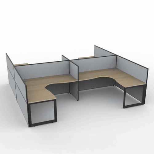 Alto Screen 4 Person H Shape Workstation with Loop Legs