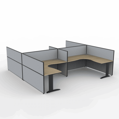 Alto Screen 4 Person H Shape Workstation with Span Legs