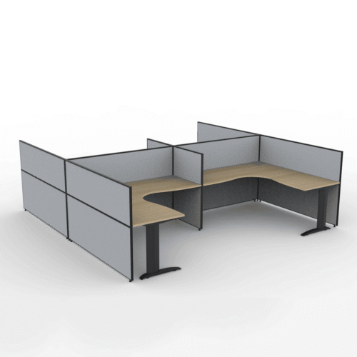 Alto Screen 4 Person H Shape Workstation with Span Legs