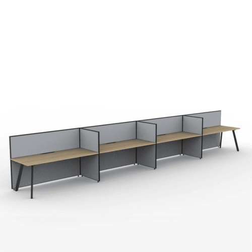 Alto Screen 4 Person Single Sided Desk with Avenger Legs