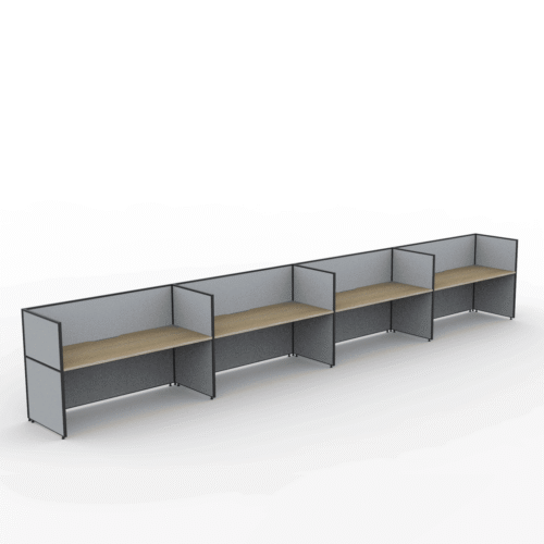 Alto Screen 4 Person Single Sided Desk with End Screen