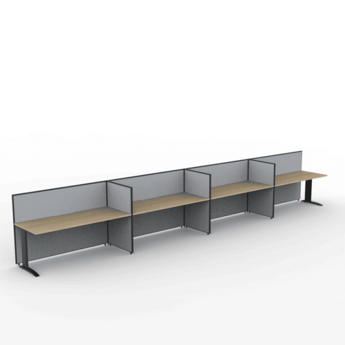 Alto Screen 4 Person Single Sided Desk with Span Legs