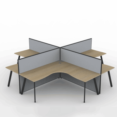 Alto Screen 4 Person X Shape Workstation with Avenger Legs
