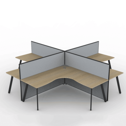 Alto Screen 4 Person X Shape Workstation with Avenger Legs