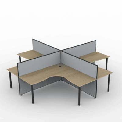 Alto Screen 4 Person X Shape Workstation