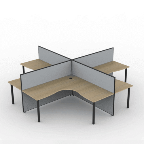 Alto Screen 4 Person X Shape Workstation