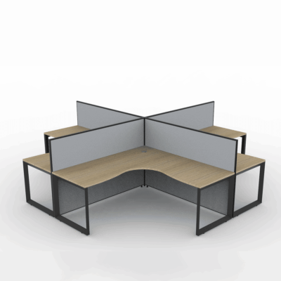 Alto Screen 4 Person X Shape Workstation with Loop Legs